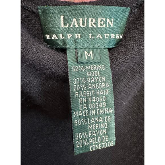 Lauren Ralph Lauren Black Knit Midi Dress Wool Angora Classic Luxury Timeless M - Picture 9 of 11